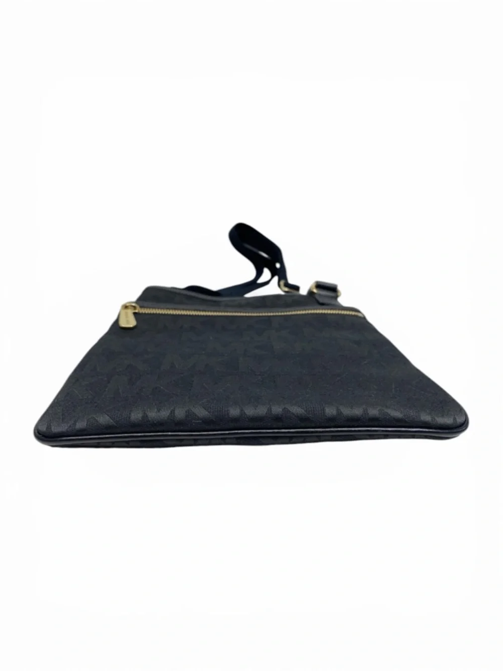 Michael Kors Black Nylon Logo Crossbody Gold Zip